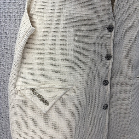 POL Two Piece Cream Knit Vest Shorts Women Small- Tweed Beach Boho Quiet Luxury - Picture 6 of 16